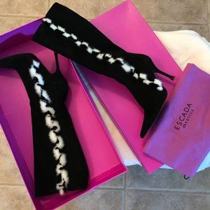 Escada Black Suede with Black & White Mink